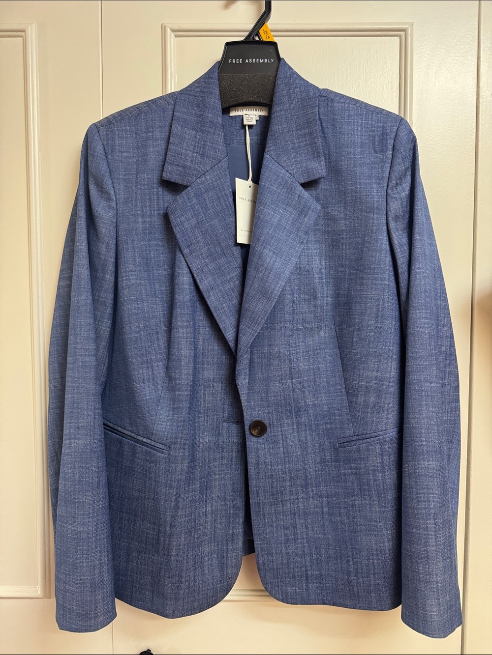 Free Assembly Blue Textured Single-Button Blazer
